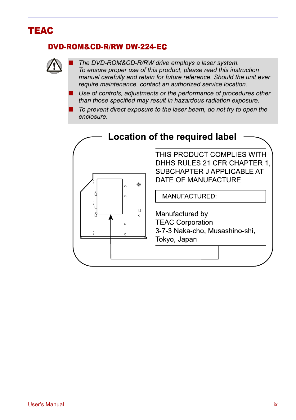 Teac | Toshiba Qosmio F20 (PQF22) User Manual | Page 9 / 282
