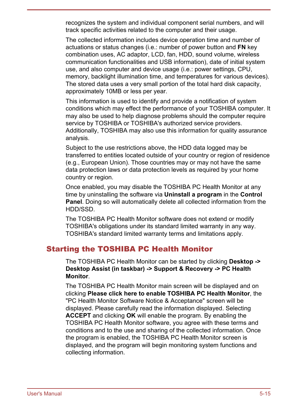 Starting the toshiba pc health monitor | Toshiba PX30t-C User Manual | Page 103 / 142