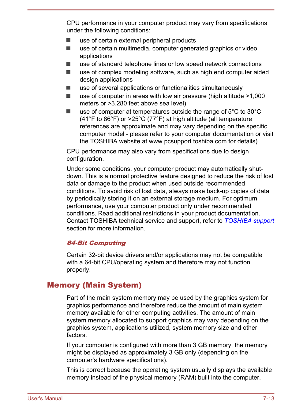 Memory (main system) | Toshiba PX30t-C User Manual | Page 137 / 142