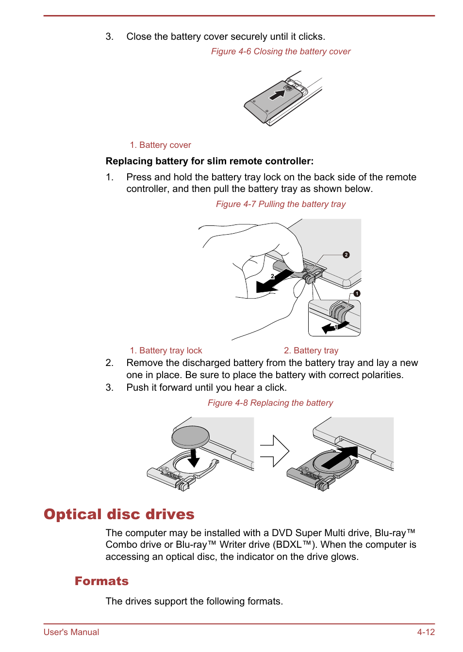 Optical disc drives, Formats, Optical disc drives -12 | Toshiba PX30t-C User Manual | Page 57 / 142