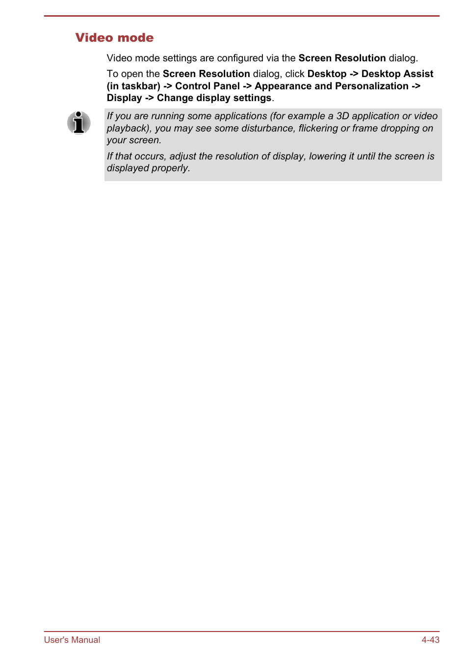 Video mode | Toshiba PX30t-C User Manual | Page 88 / 142