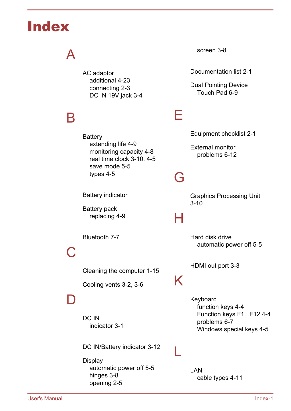 Index, Index a | Toshiba Satellite NB10-A User Manual | Page 118 / 120