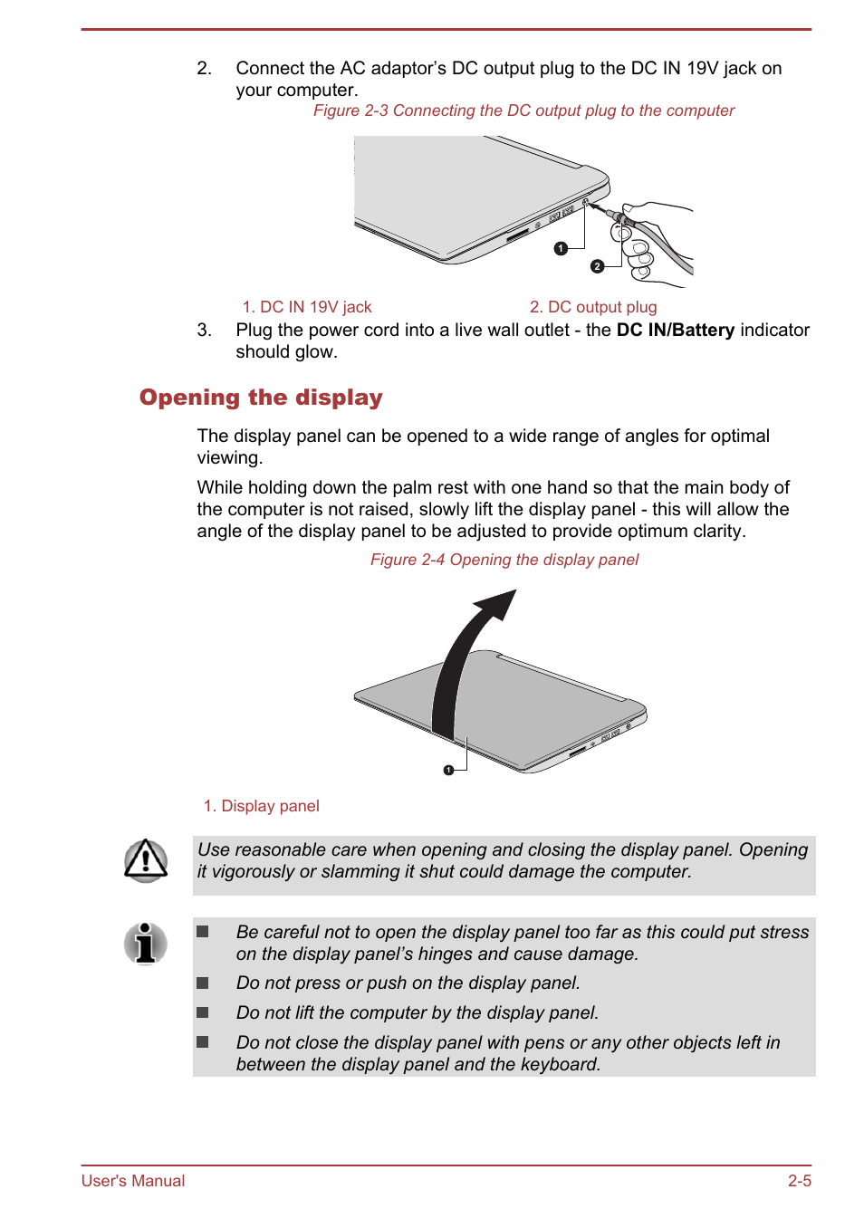 Opening the display | Toshiba Satellite NB10-A User Manual | Page 25 / 120