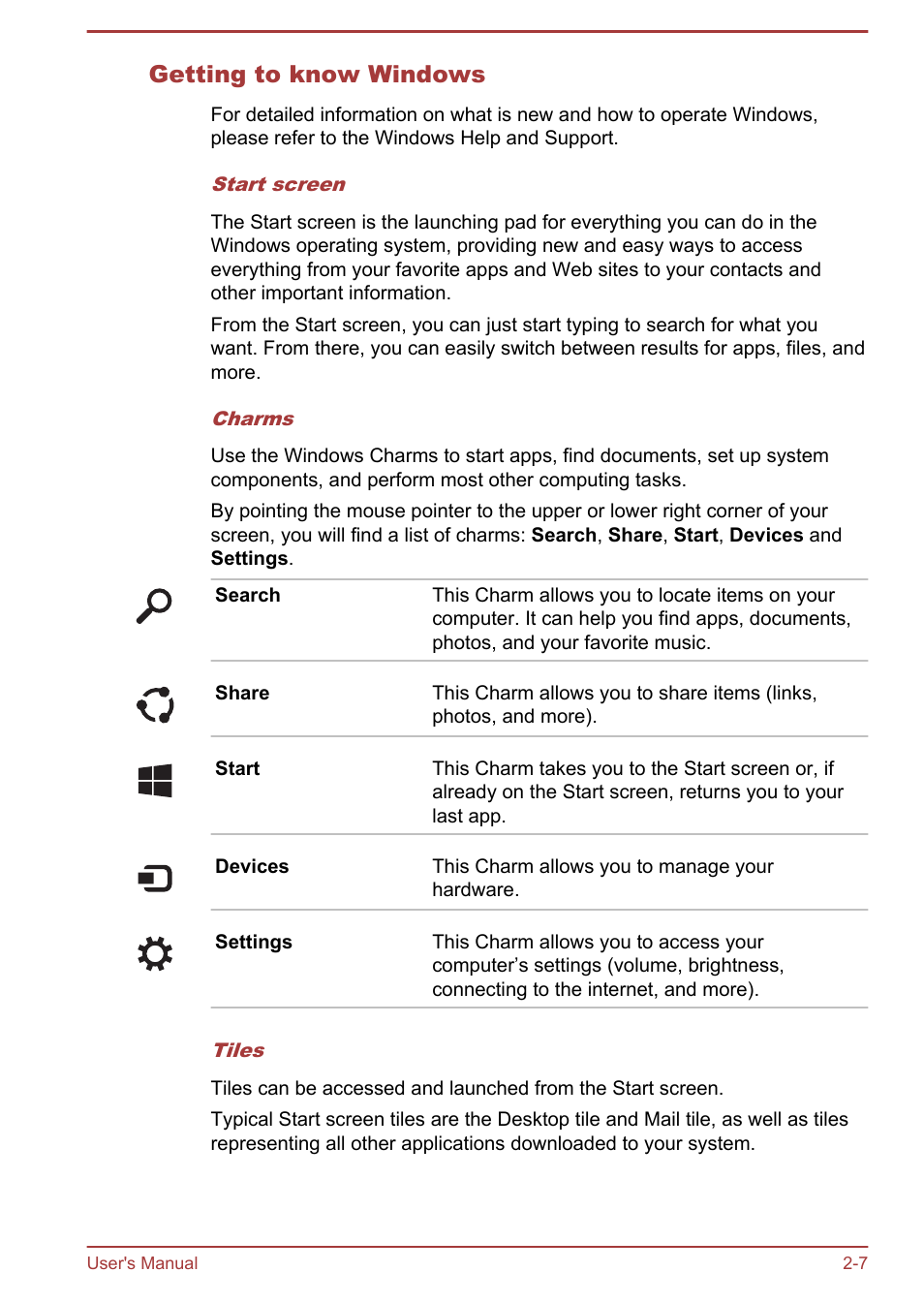 Getting to know windows | Toshiba Satellite NB10-A User Manual | Page 27 / 120