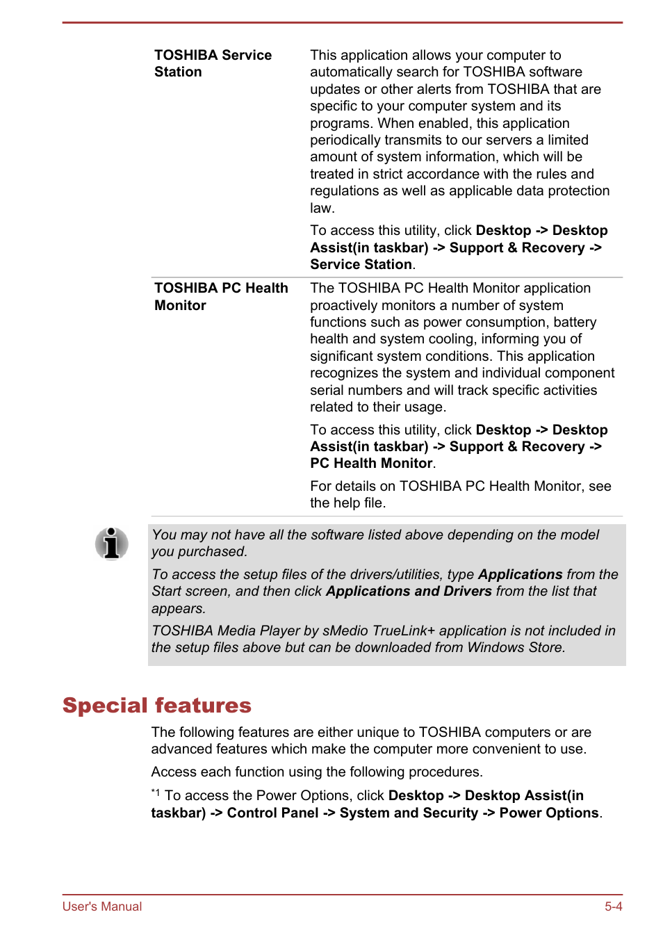 Special features, Special features -4 | Toshiba Satellite NB10-A User Manual | Page 75 / 120