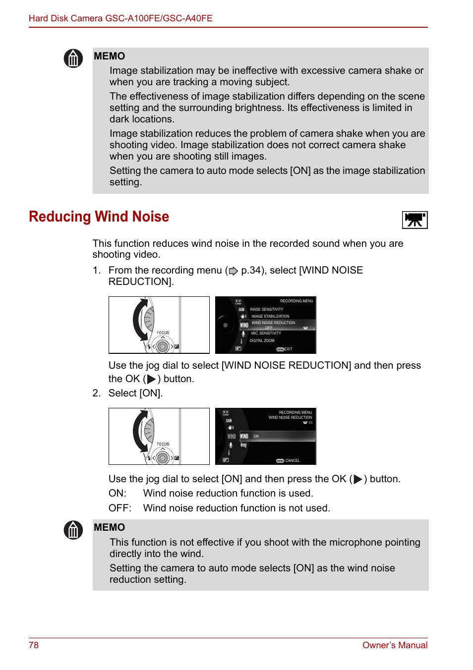 Reducing wind noise | Toshiba Gigashot A Series User Manual | Page 100 / 184