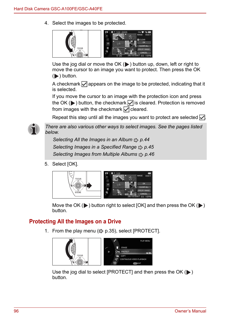 Protecting all the images on a drive | Toshiba Gigashot A Series User Manual | Page 118 / 184