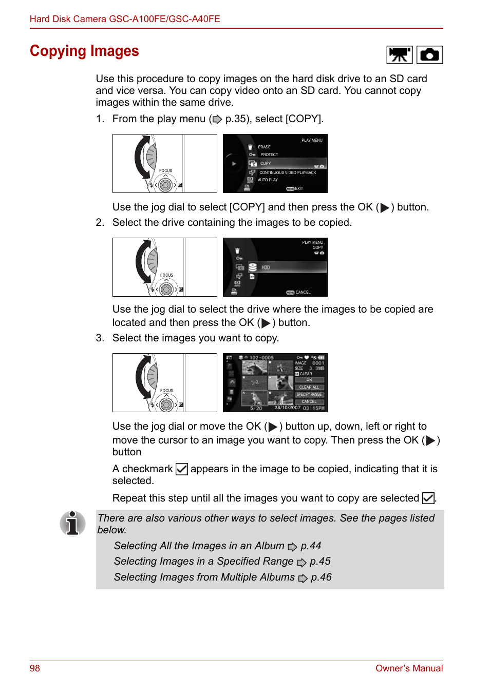 Copying images | Toshiba Gigashot A Series User Manual | Page 120 / 184