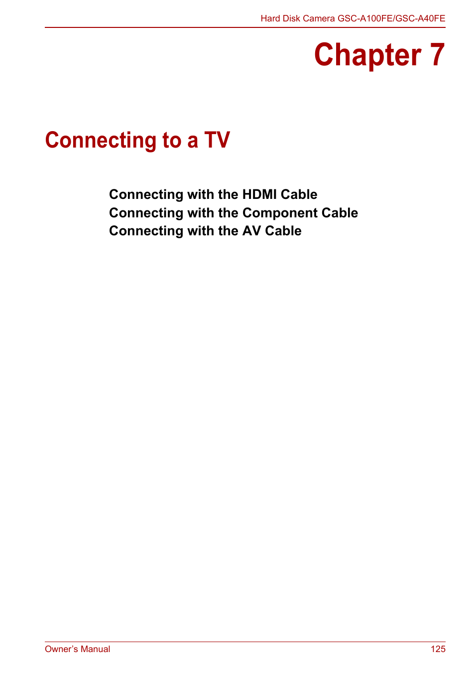 Chapter 7 - connecting to a tv, Chapter 7, Connecting to a tv | Toshiba Gigashot A Series User Manual | Page 147 / 184