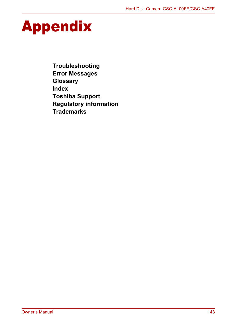 Appendix | Toshiba Gigashot A Series User Manual | Page 165 / 184