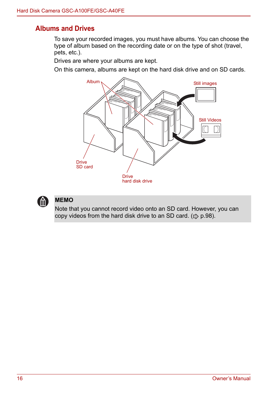 Albums and drives | Toshiba Gigashot A Series User Manual | Page 38 / 184