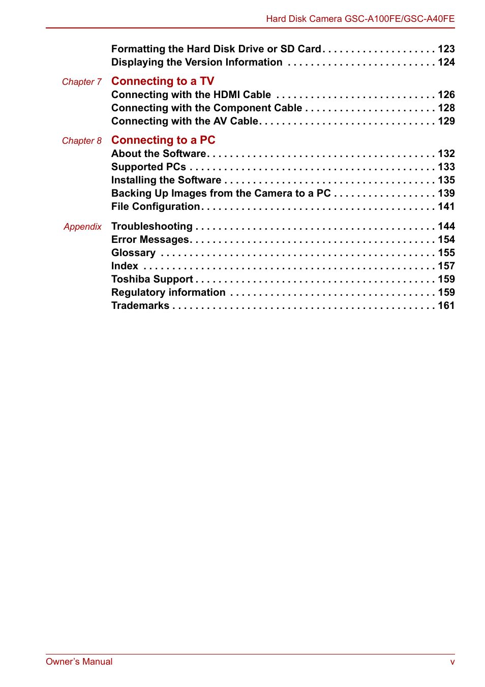 Toshiba Gigashot A Series User Manual | Page 5 / 184