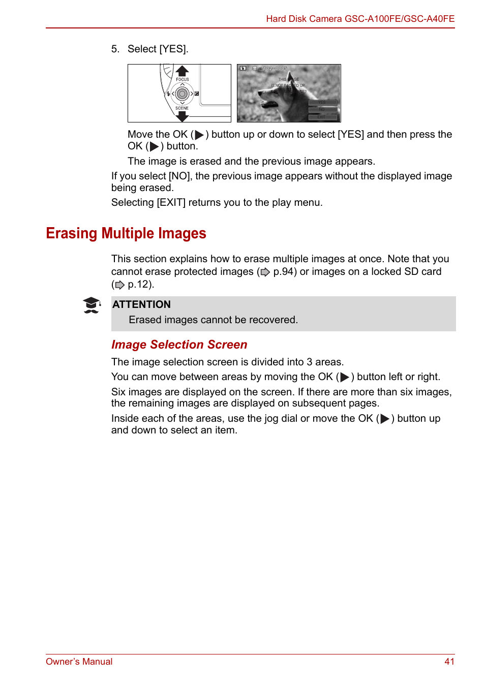 Erasing multiple images, Image selection screen | Toshiba Gigashot A Series User Manual | Page 63 / 184