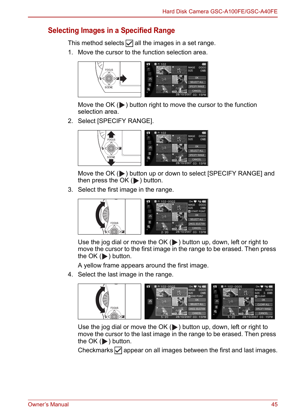 Selecting images in a specified range | Toshiba Gigashot A Series User Manual | Page 67 / 184