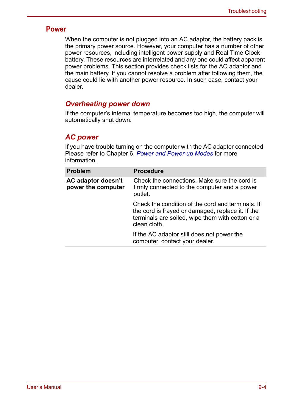 Power | Toshiba NB300 User Manual | Page 108 / 149