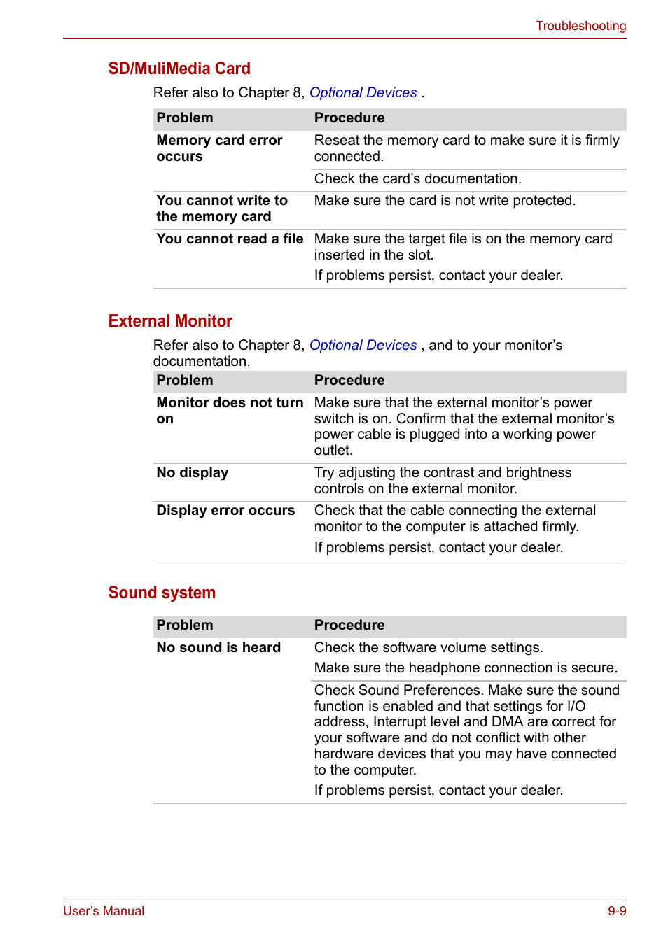 Sound system, Sd/mulimedia card, External monitor | Toshiba NB300 User Manual | Page 113 / 149