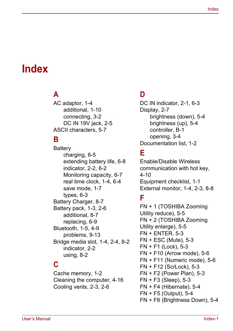 Index | Toshiba NB300 User Manual | Page 147 / 149