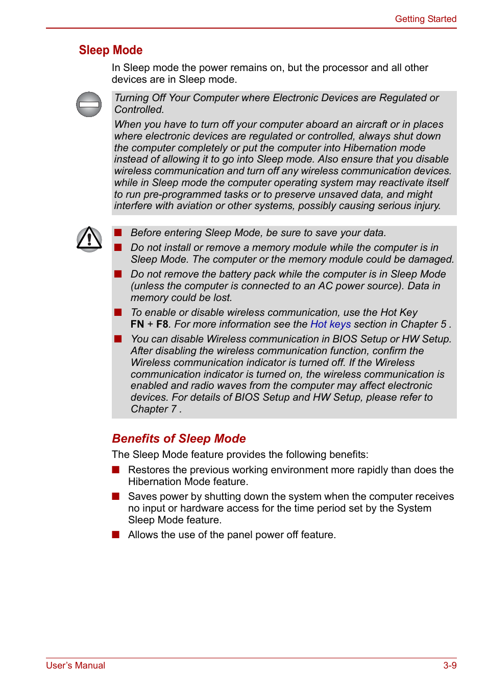 Sleep mode | Toshiba NB300 User Manual | Page 45 / 149