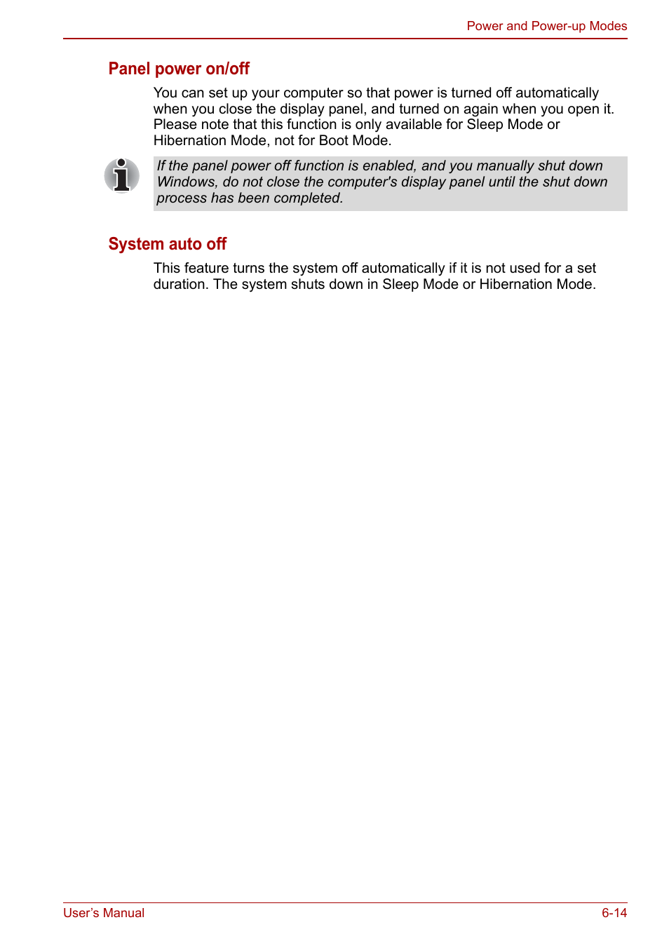 Panel power on/off, System auto off | Toshiba NB300 User Manual | Page 91 / 149