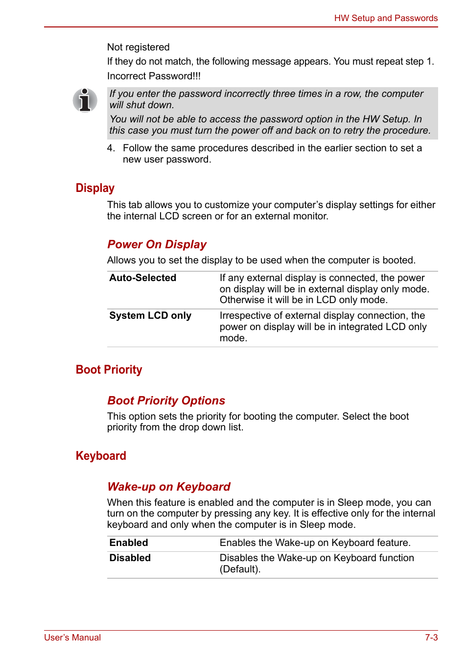 Boot priority, Display, Keyboard | Toshiba NB300 User Manual | Page 94 / 149