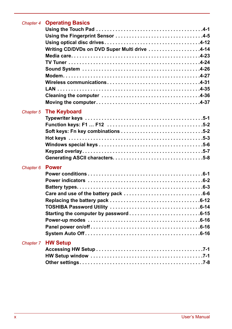 Toshiba Qosmio F30 (PQF32) User Manual | Page 10 / 276