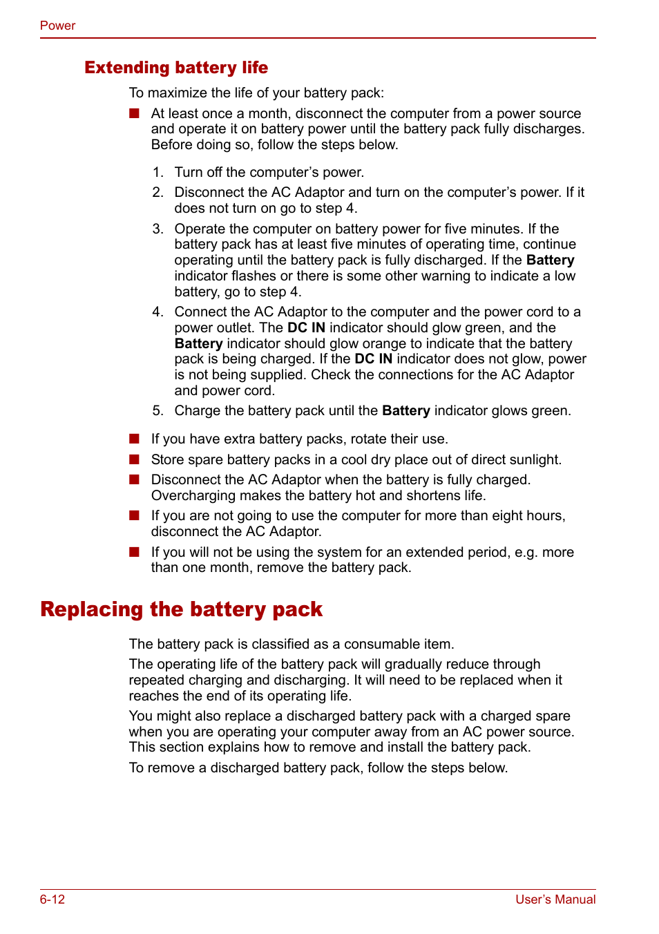 Replacing the battery pack, Replacing the battery pack -12, Extending battery life | Toshiba Qosmio F30 (PQF32) User Manual | Page 126 / 276
