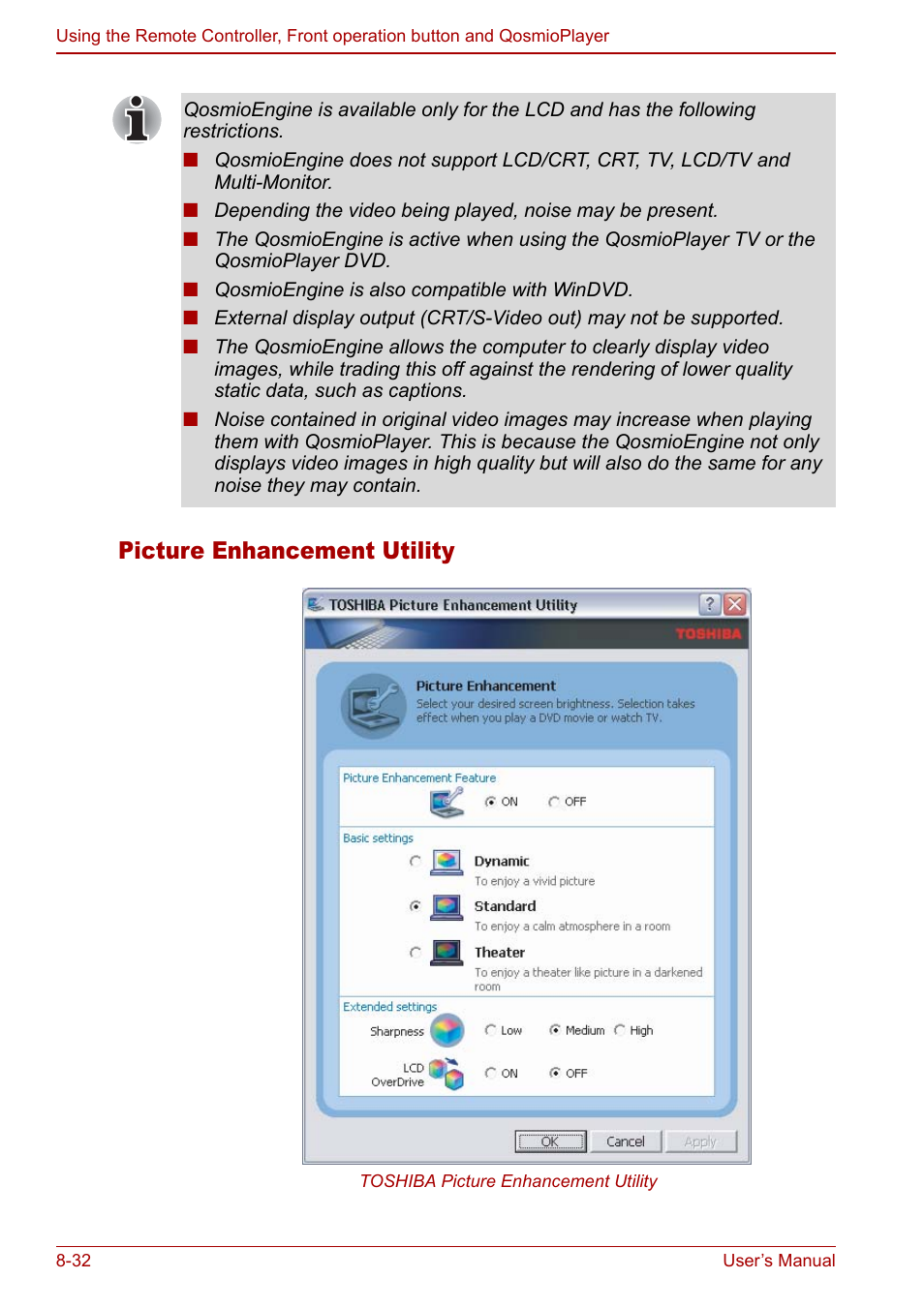 Picture enhancement utility | Toshiba Qosmio F30 (PQF32) User Manual | Page 172 / 276