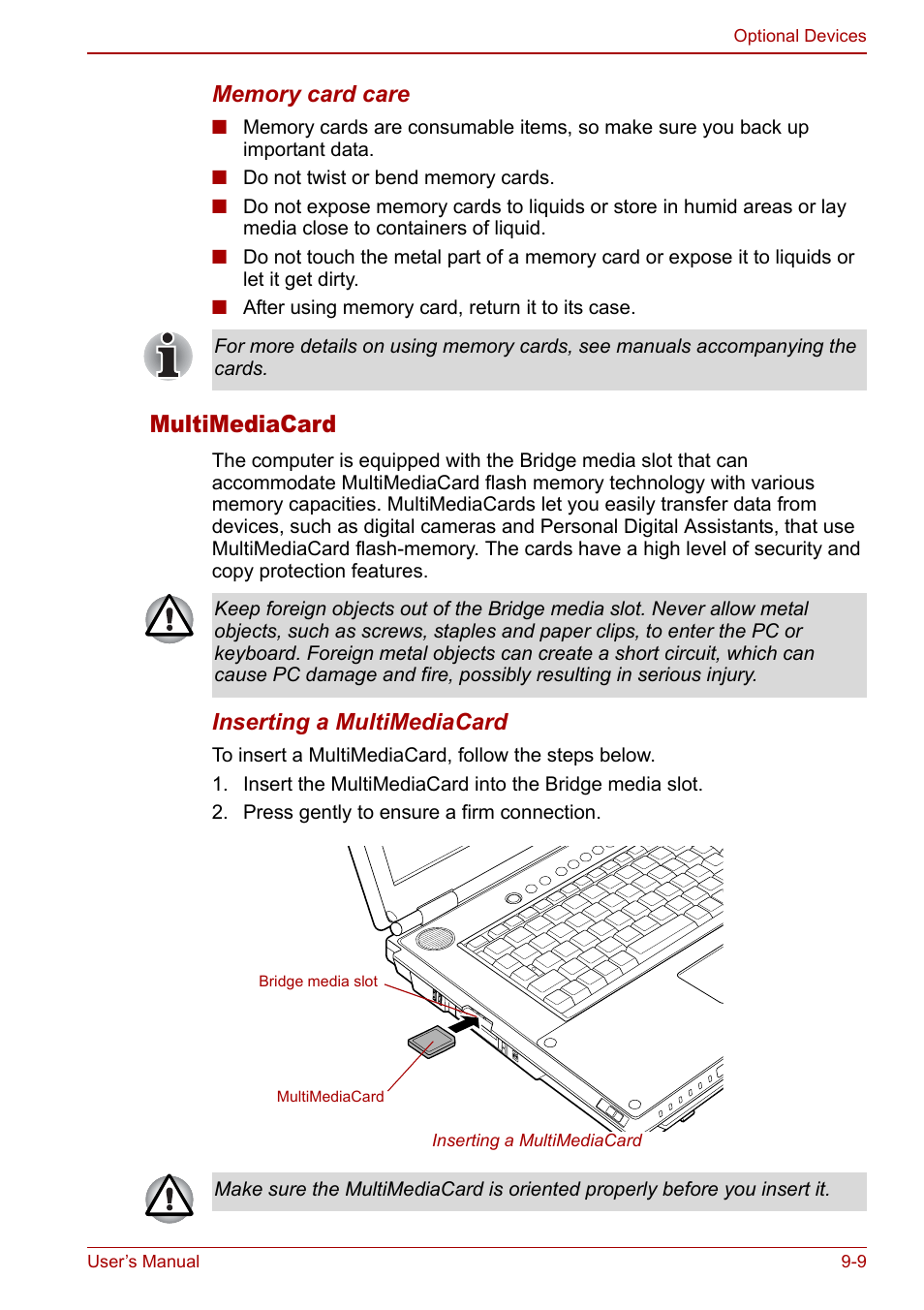 Multimediacard | Toshiba Qosmio F30 (PQF32) User Manual | Page 183 / 276