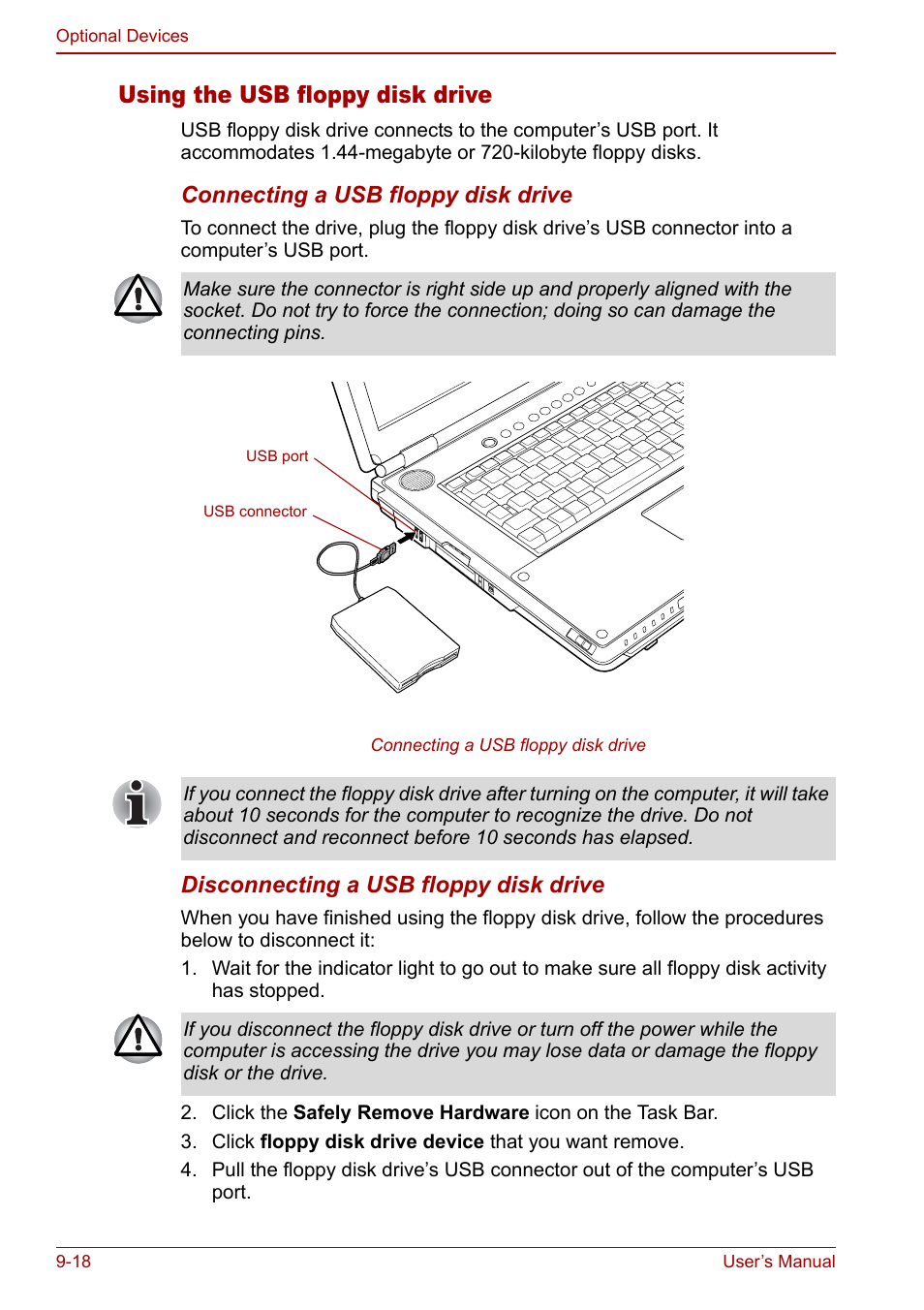 Using the usb floppy disk drive | Toshiba Qosmio F30 (PQF32) User Manual | Page 192 / 276