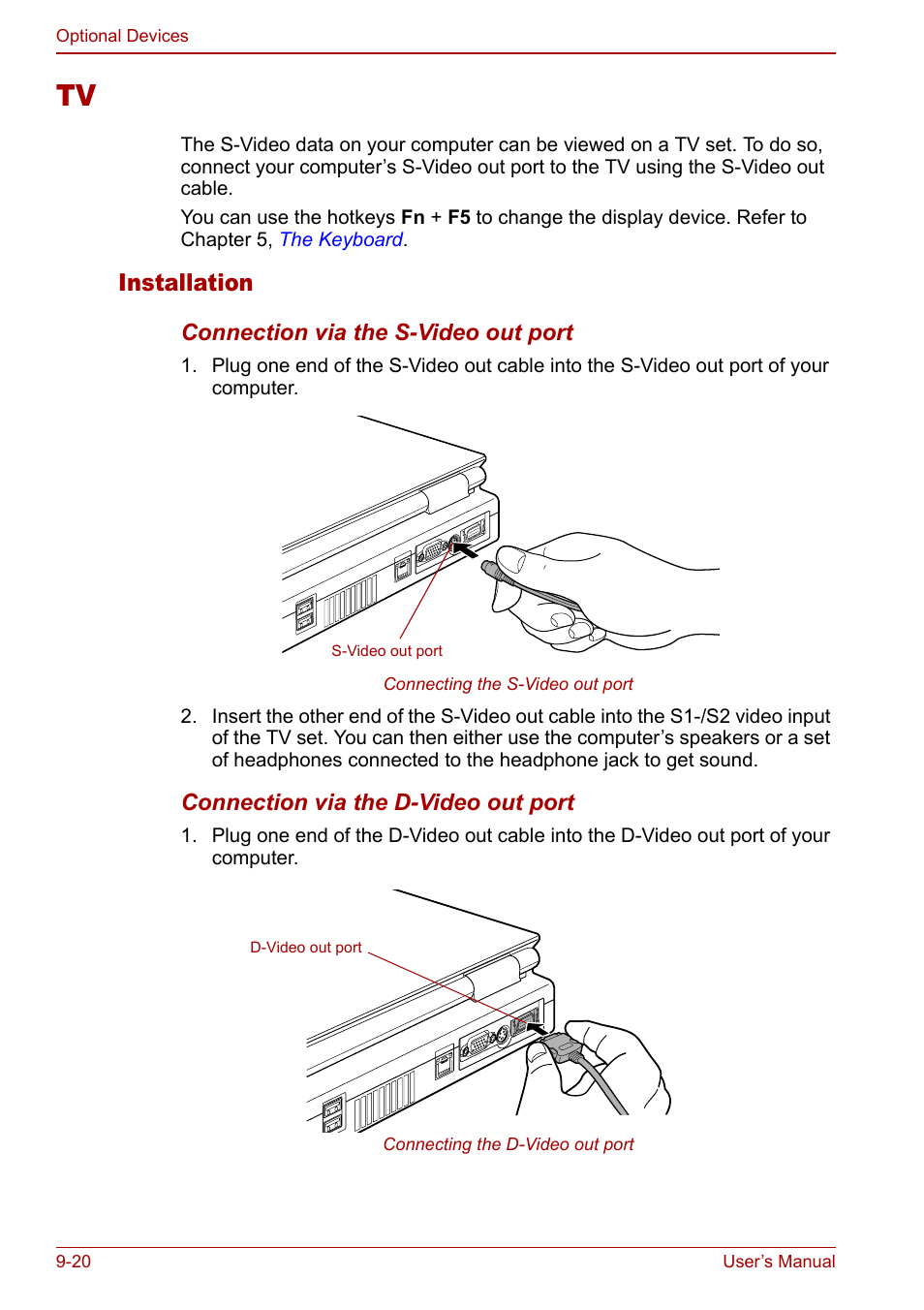 Tv -20, Installation | Toshiba Qosmio F30 (PQF32) User Manual | Page 194 / 276