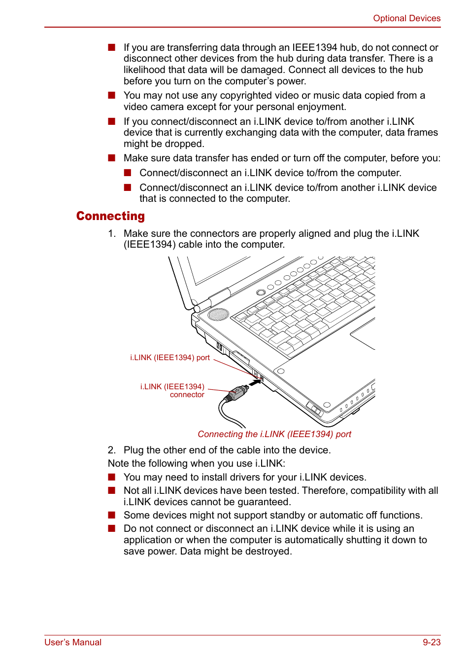 Connecting | Toshiba Qosmio F30 (PQF32) User Manual | Page 197 / 276