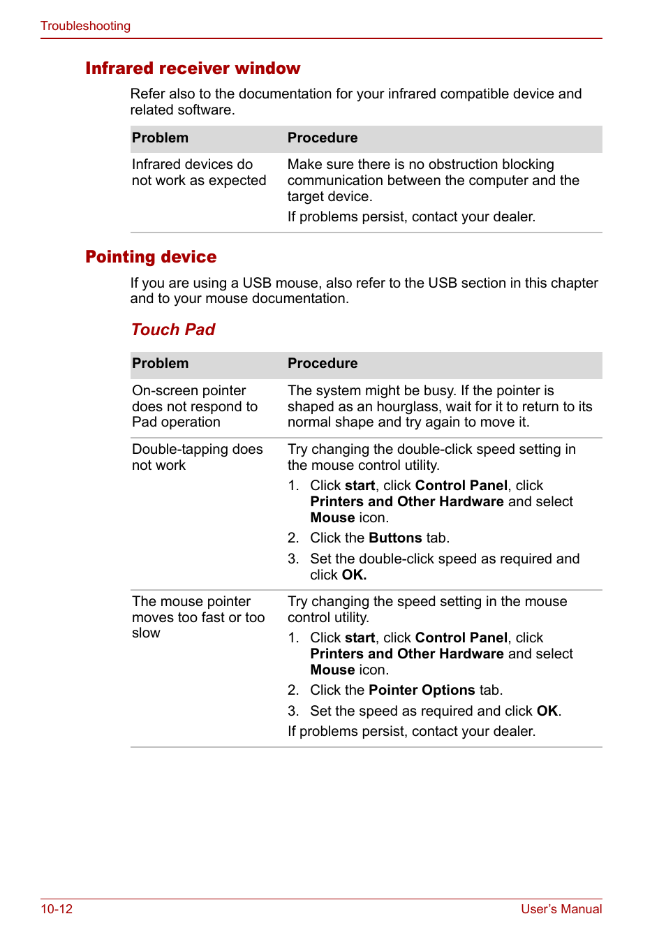 Infrared receiver window, Pointing device | Toshiba Qosmio F30 (PQF32) User Manual | Page 210 / 276