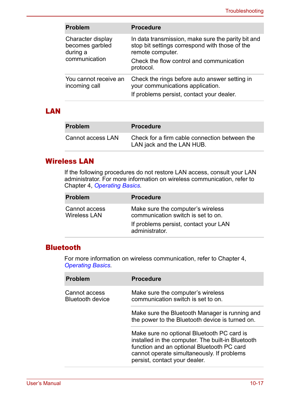 Lan wireless lan, Bluetooth | Toshiba Qosmio F30 (PQF32) User Manual | Page 215 / 276