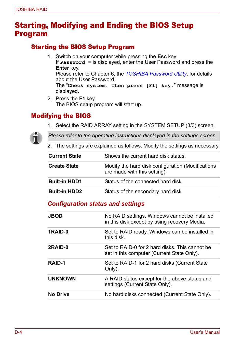 Starting the bios setup program, Modifying the bios | Toshiba Qosmio F30 (PQF32) User Manual | Page 242 / 276