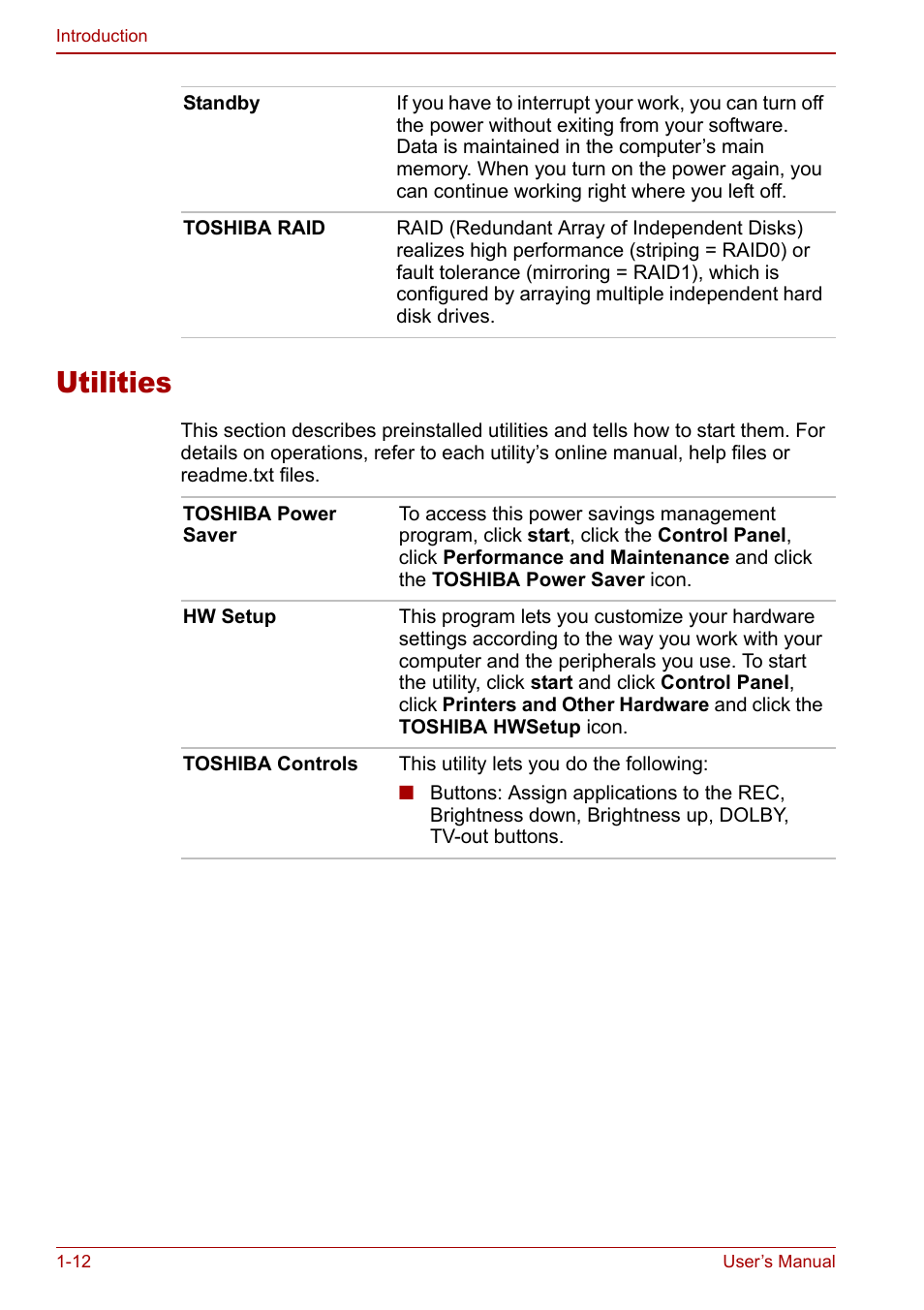 Utilities, Utilities -12 | Toshiba Qosmio F30 (PQF32) User Manual | Page 32 / 276