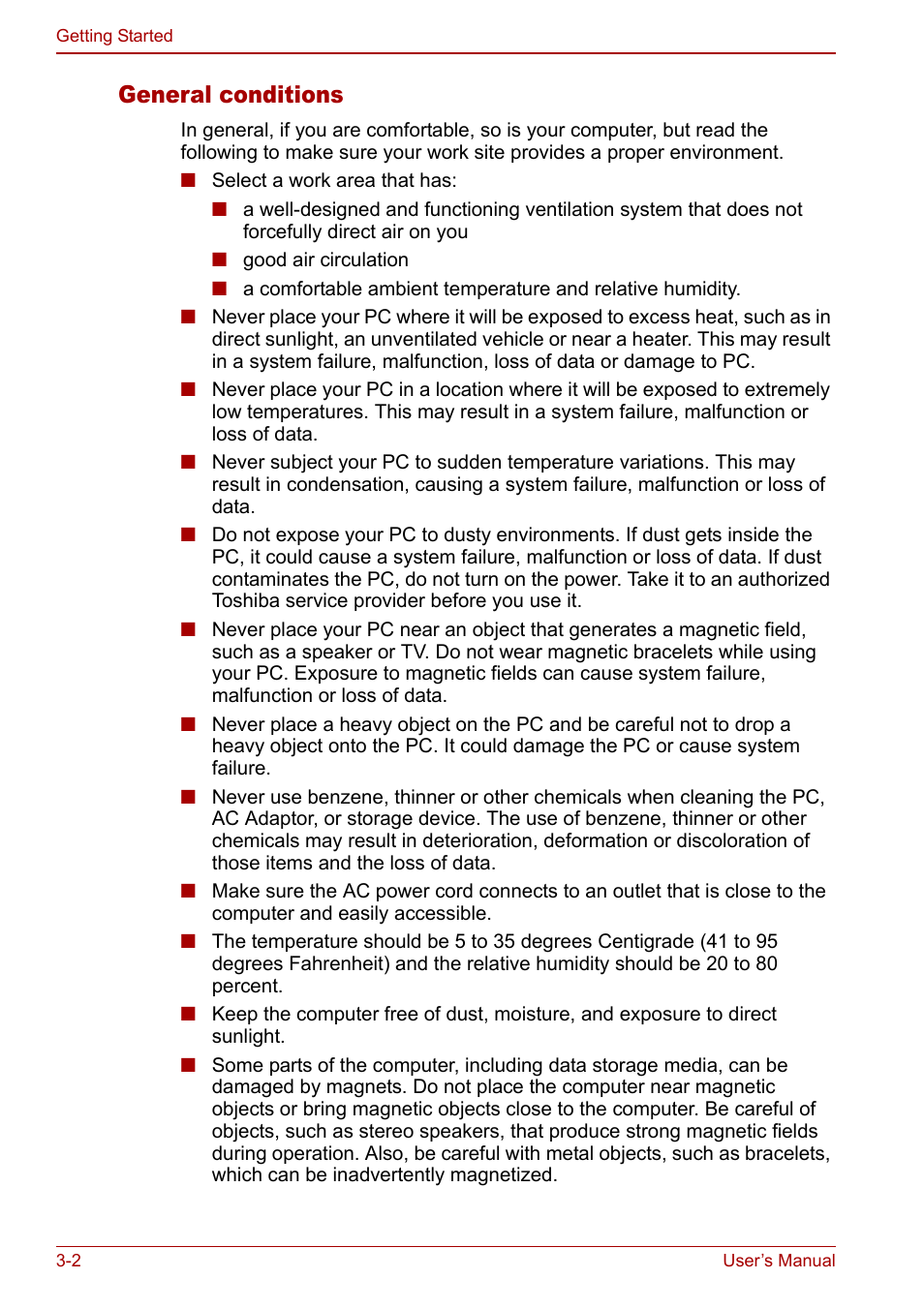 General conditions | Toshiba Qosmio F30 (PQF32) User Manual | Page 54 / 276