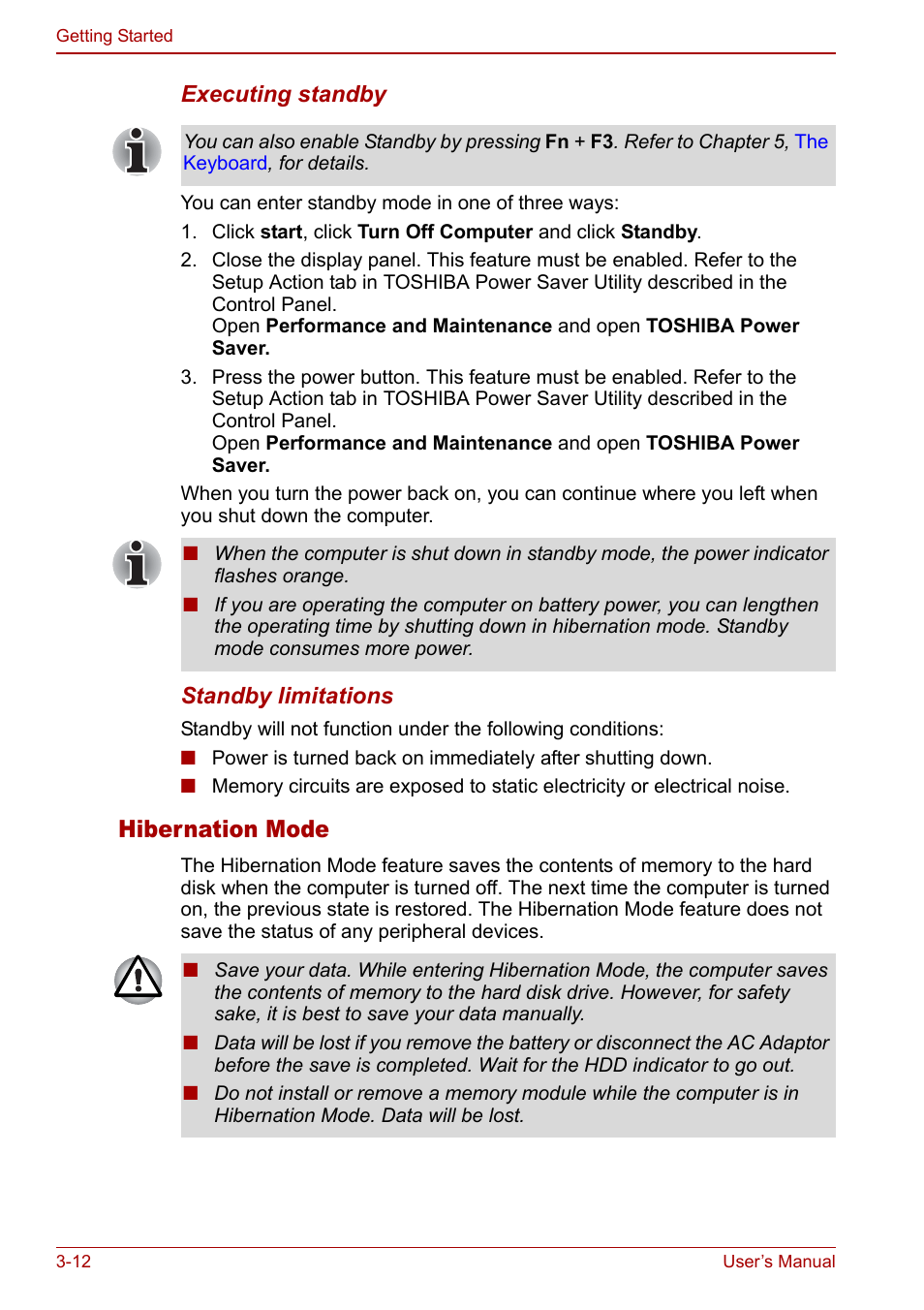 Hibernation mode | Toshiba Qosmio F30 (PQF32) User Manual | Page 64 / 276