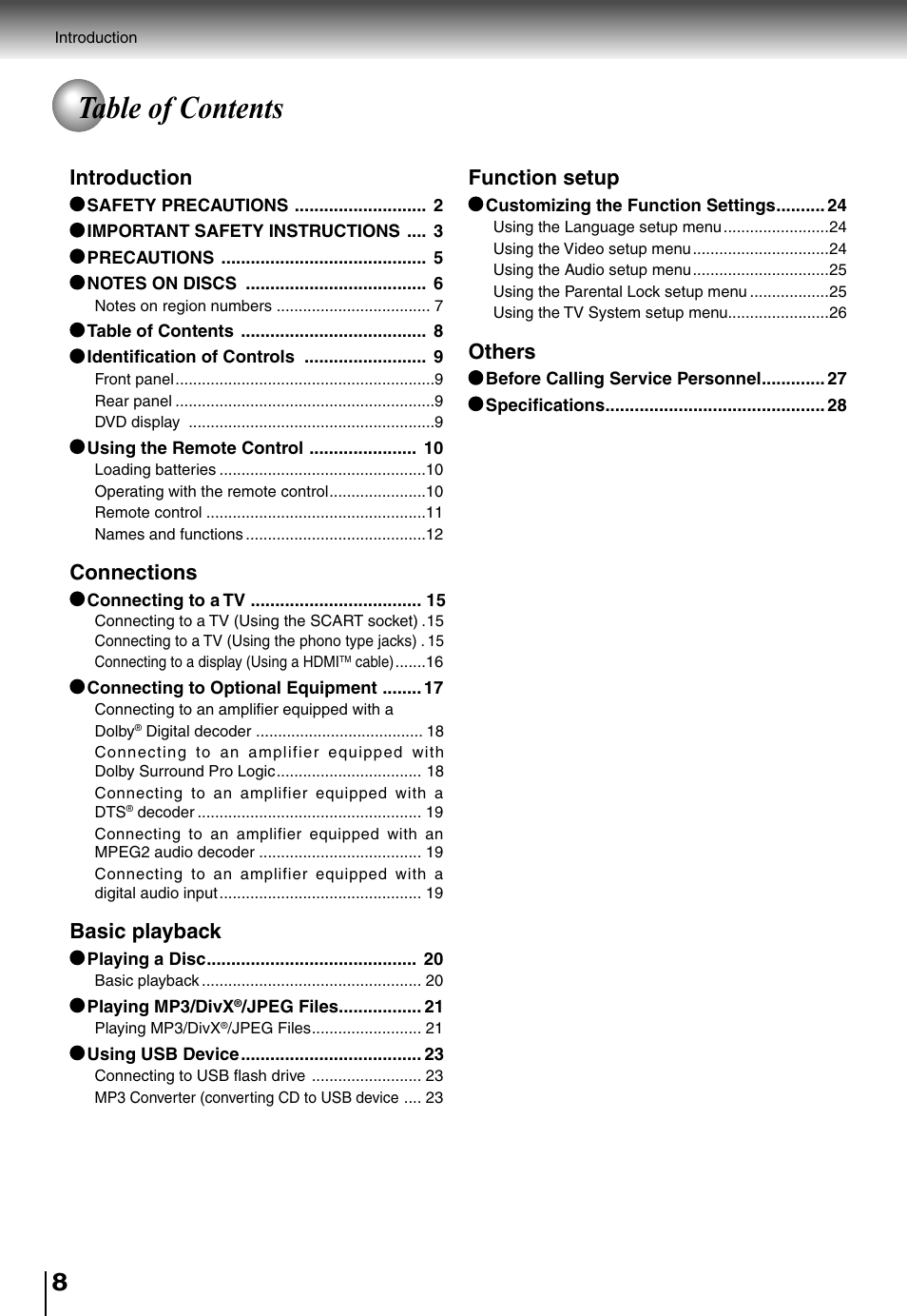 Toshiba SD5010 User Manual | Page 8 / 28