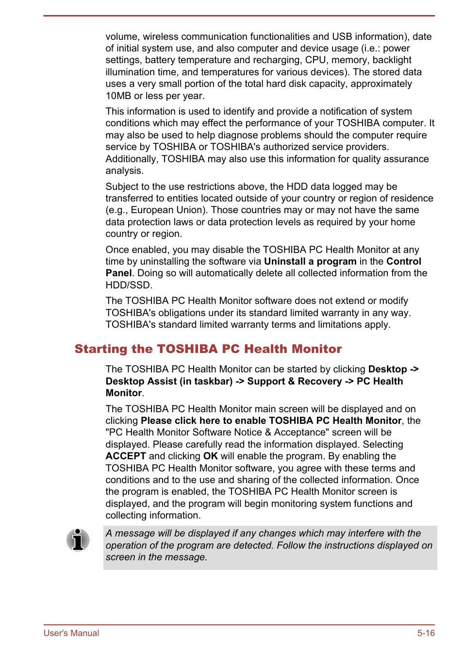 Starting the toshiba pc health monitor | Toshiba Satellite P40T-A User Manual | Page 101 / 141