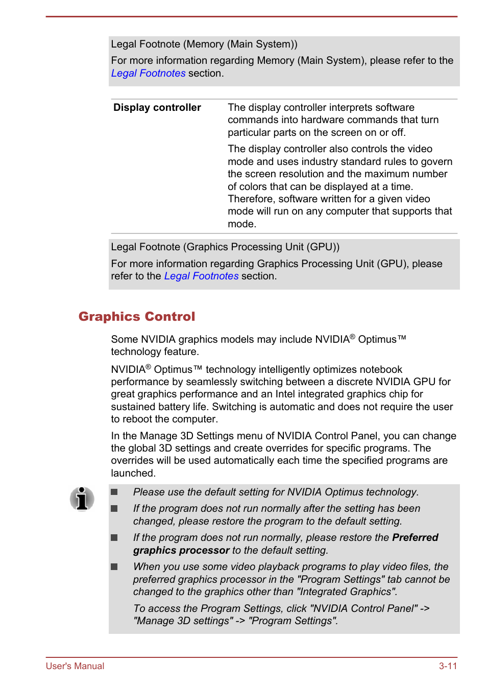 Graphics control | Toshiba Satellite P40T-A User Manual | Page 41 / 141