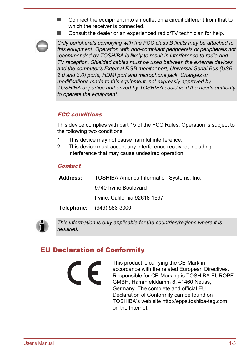 Eu declaration of conformity | Toshiba Satellite P40T-A User Manual | Page 6 / 141