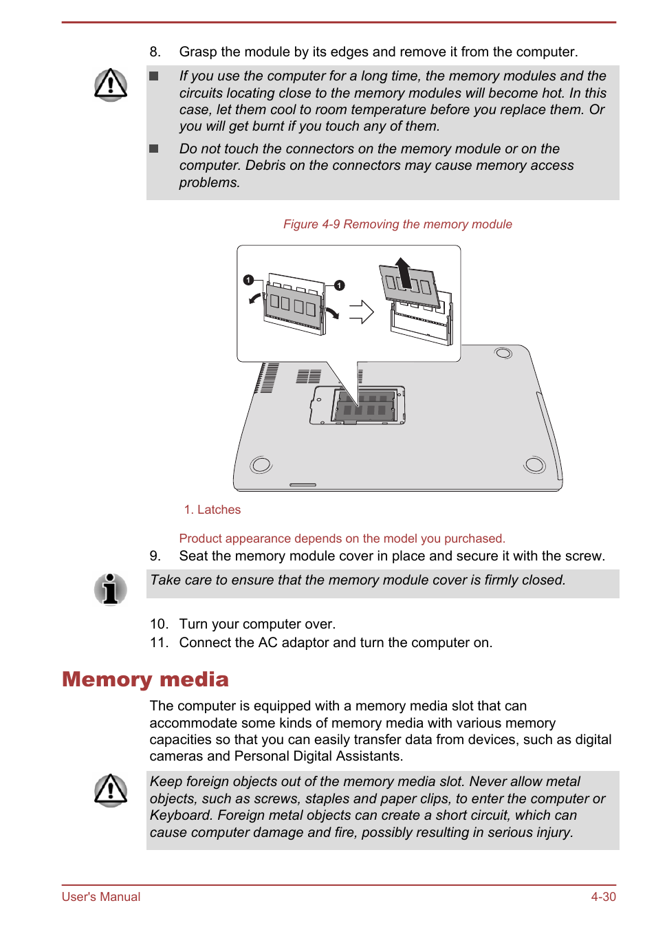 Memory media, Memory media -30 | Toshiba Satellite P40T-A User Manual | Page 75 / 141