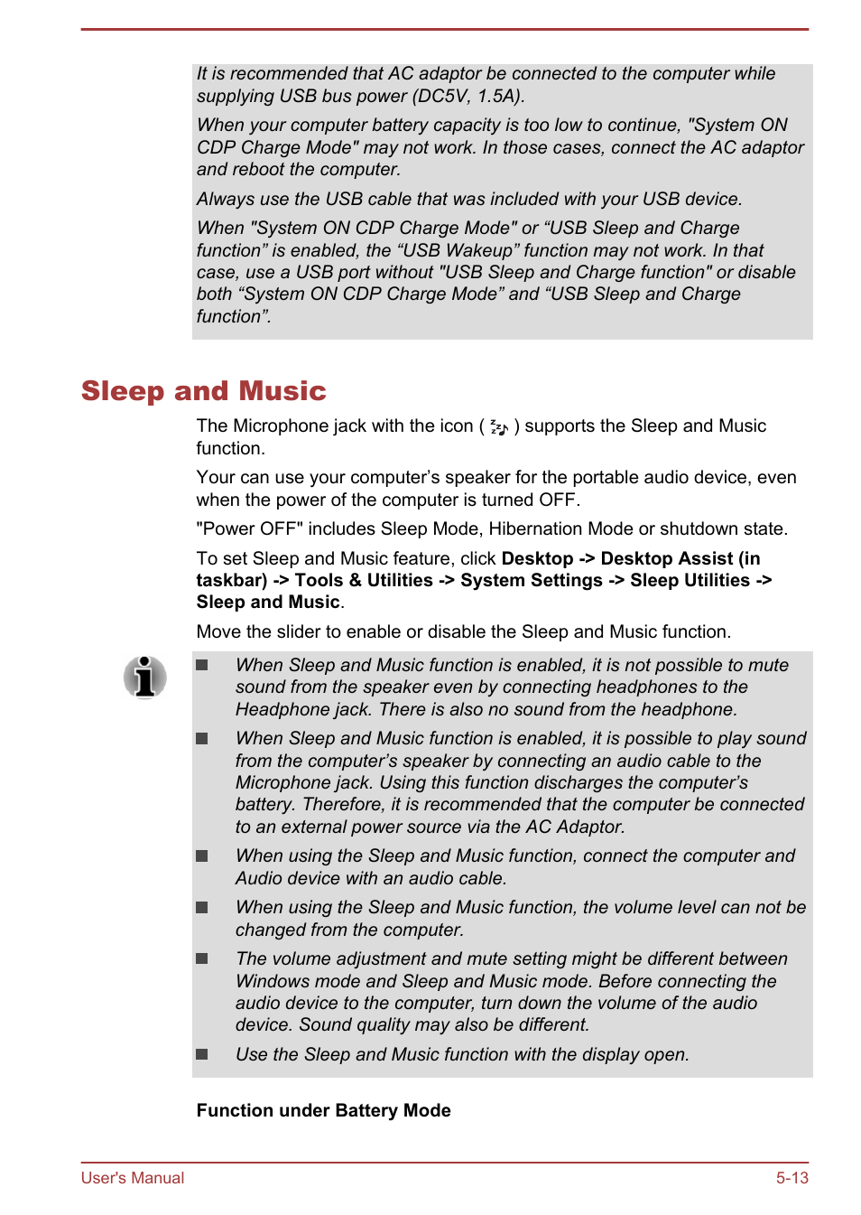 Sleep and music, Sleep and music -13 | Toshiba Satellite P40T-A User Manual | Page 98 / 141