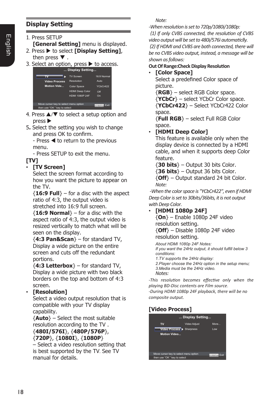 1 e ng lis h display setting | Toshiba BDX1100 User Manual | Page 18 / 44