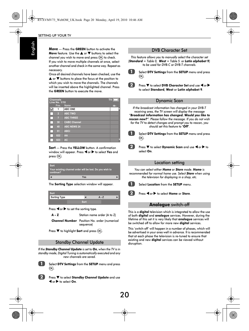 Standby channel update | Toshiba MV732 User Manual | Page 20 / 73
