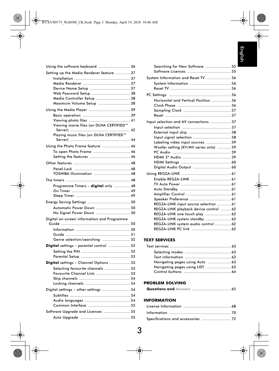 Toshiba MV732 User Manual | Page 3 / 73
