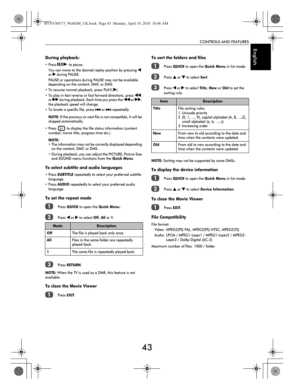 Toshiba MV732 User Manual | Page 43 / 73