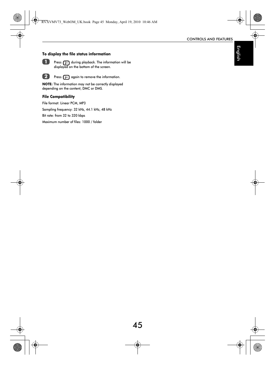 Toshiba MV732 User Manual | Page 45 / 73