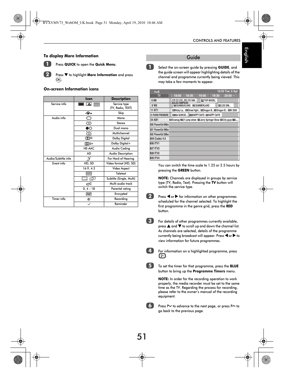 Guide, En glish | Toshiba MV732 User Manual | Page 51 / 73