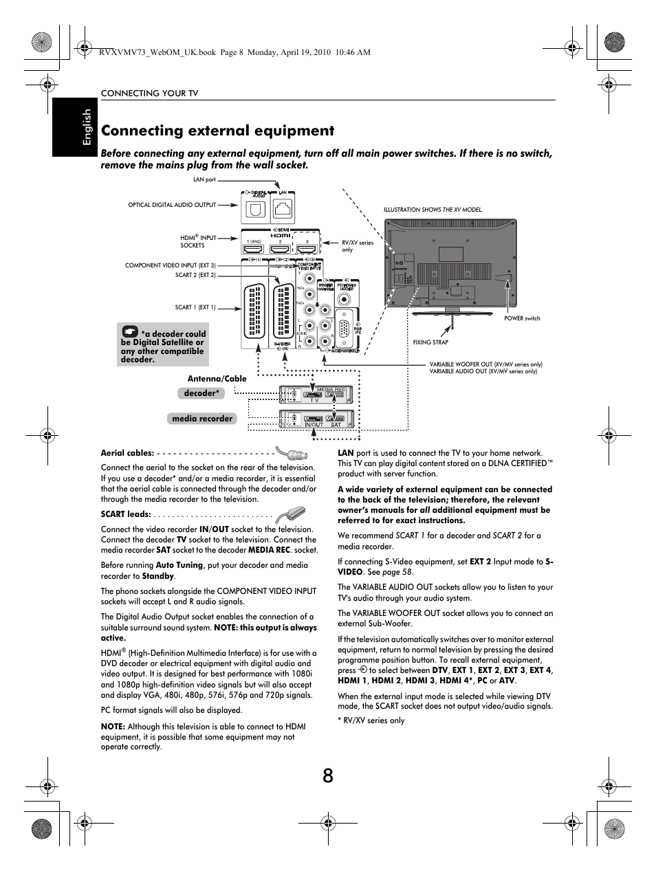 Connecting external equipment | Toshiba MV732 User Manual | Page 8 / 73